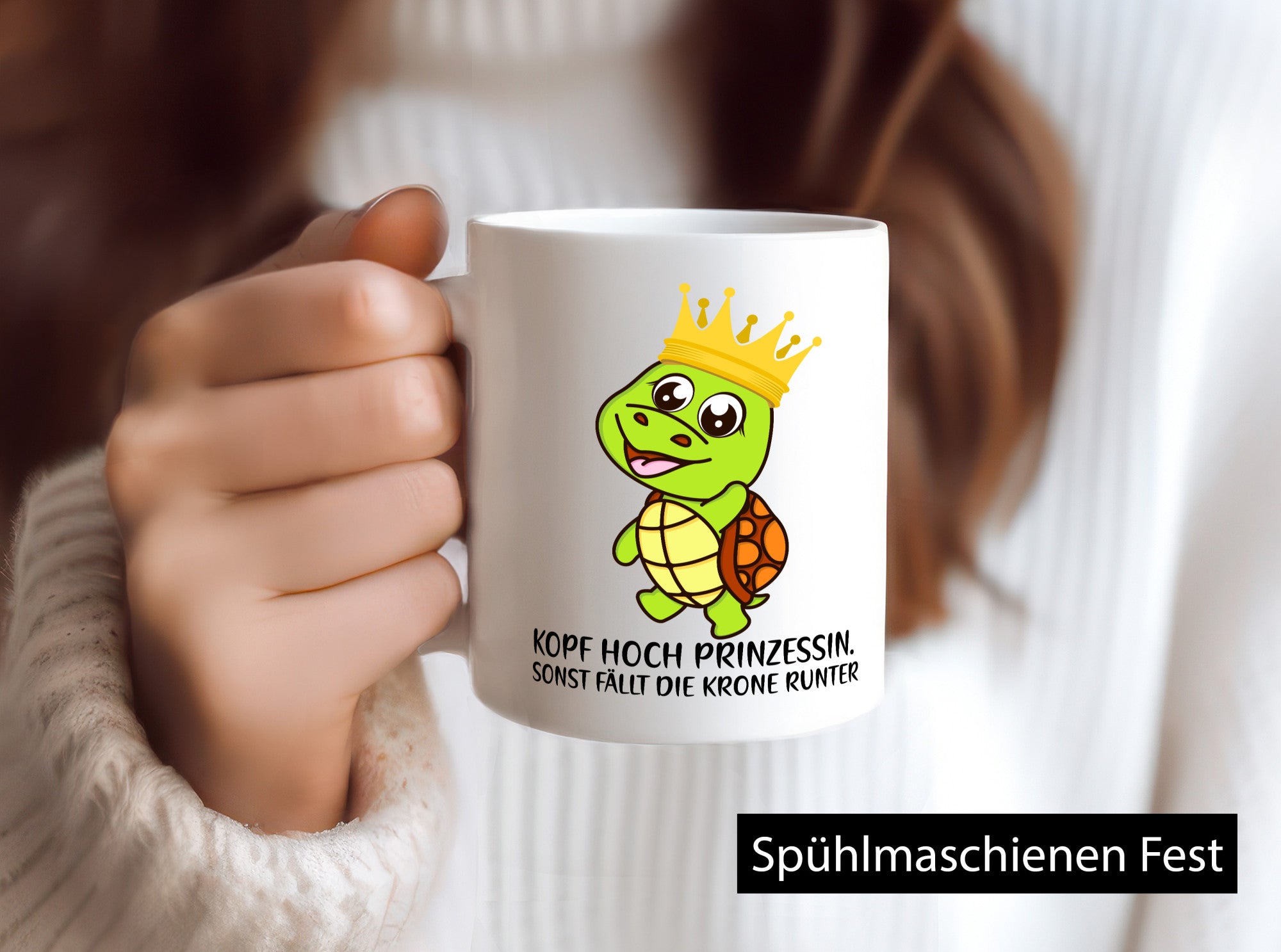 Kopf hoch Prinzessin | Krone süße Schildkröte Comic lustig Humor Geschenkidee