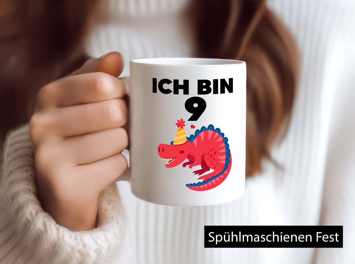 9. Geburtstag | Dino Dinosaurier 9 Jahre Geschenk Geschenkidee lustiger Spruch Tasse