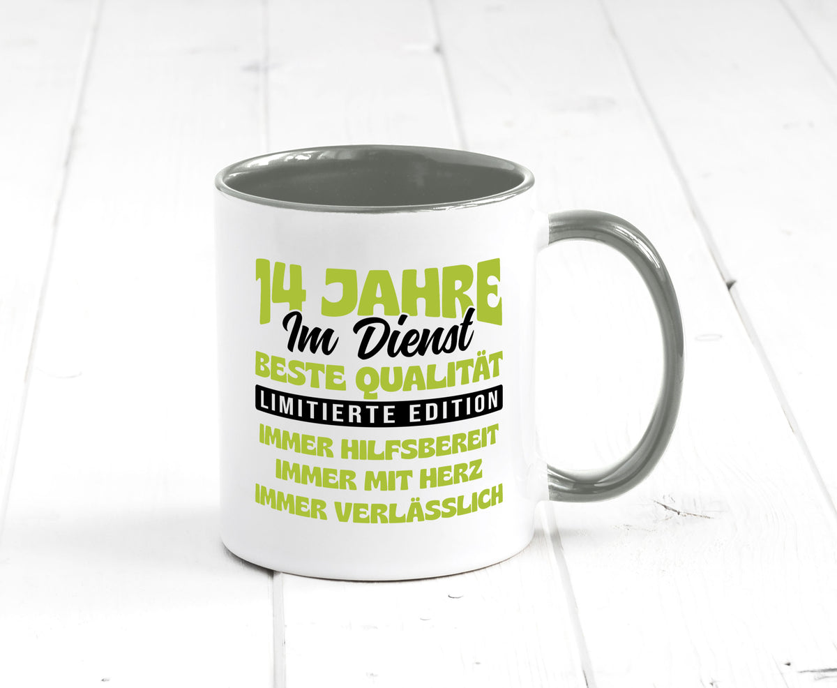 14 Jahre im Dienst | Jubiläum Arbeit v4 Geschenkidee Kollegen Büro Humor Tasse