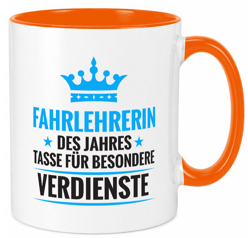 Besonderer Verdienst: Fahrlehrerin| Fahrschule lustiger Spruch Geschenk Humor Tasse