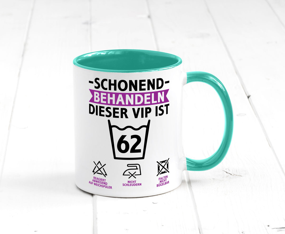 62 Geburtstag | schonend behandeln Jahre v2 Humor Geschenkidee Tasse