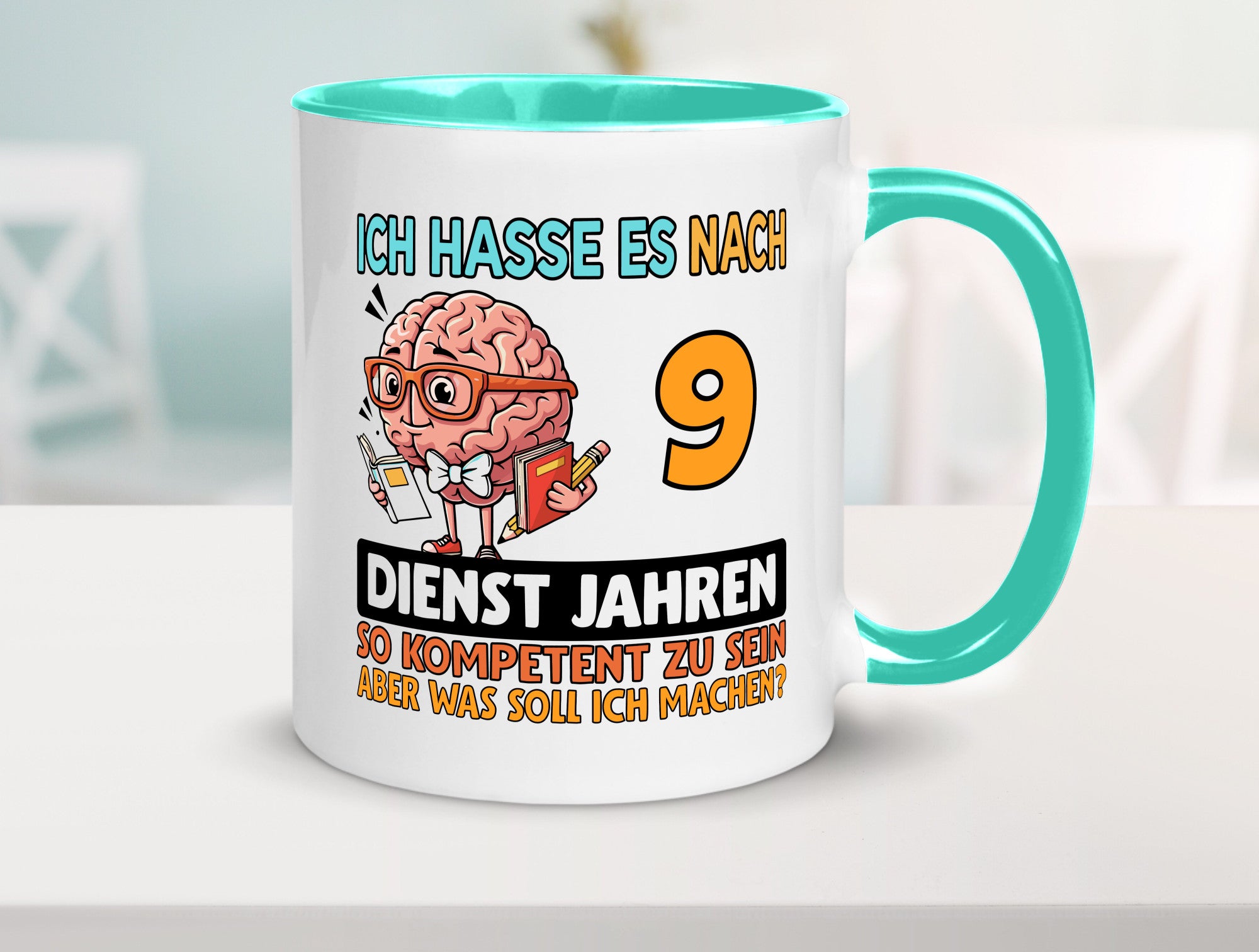 9 Dienstjahre | Arbeit Kompetent Humor Kollegen Büro Geschenkidee Tasse