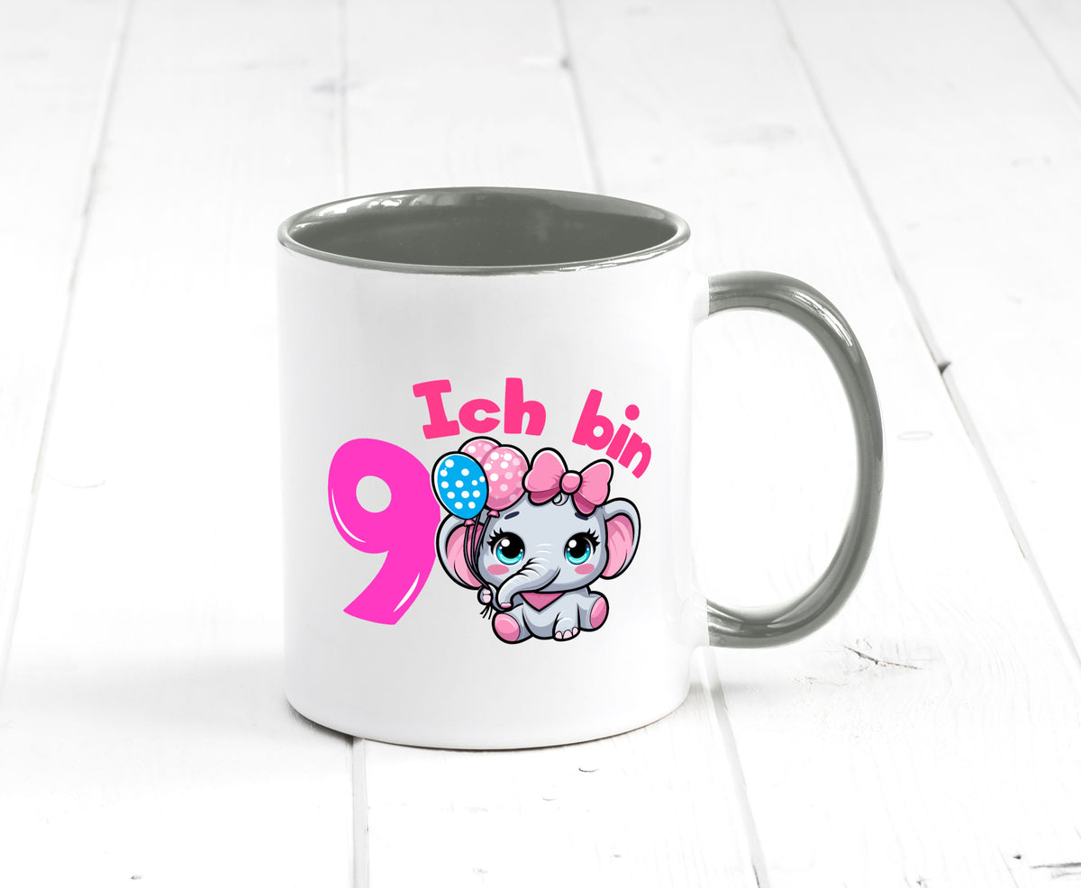 9. Geburtstag | 9 Jahre Elefant Mädchen Geschenk Geschenkidee lustiger Spruch Tasse