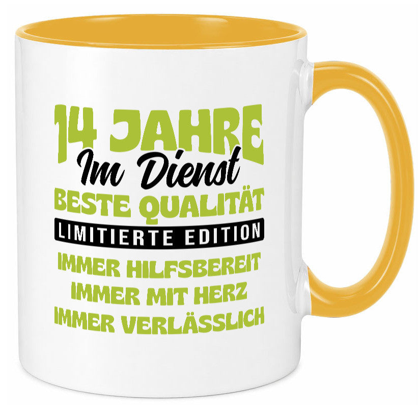 14 Jahre im Dienst | Jubiläum Arbeit v4 Geschenkidee Kollegen Büro Humor Tasse