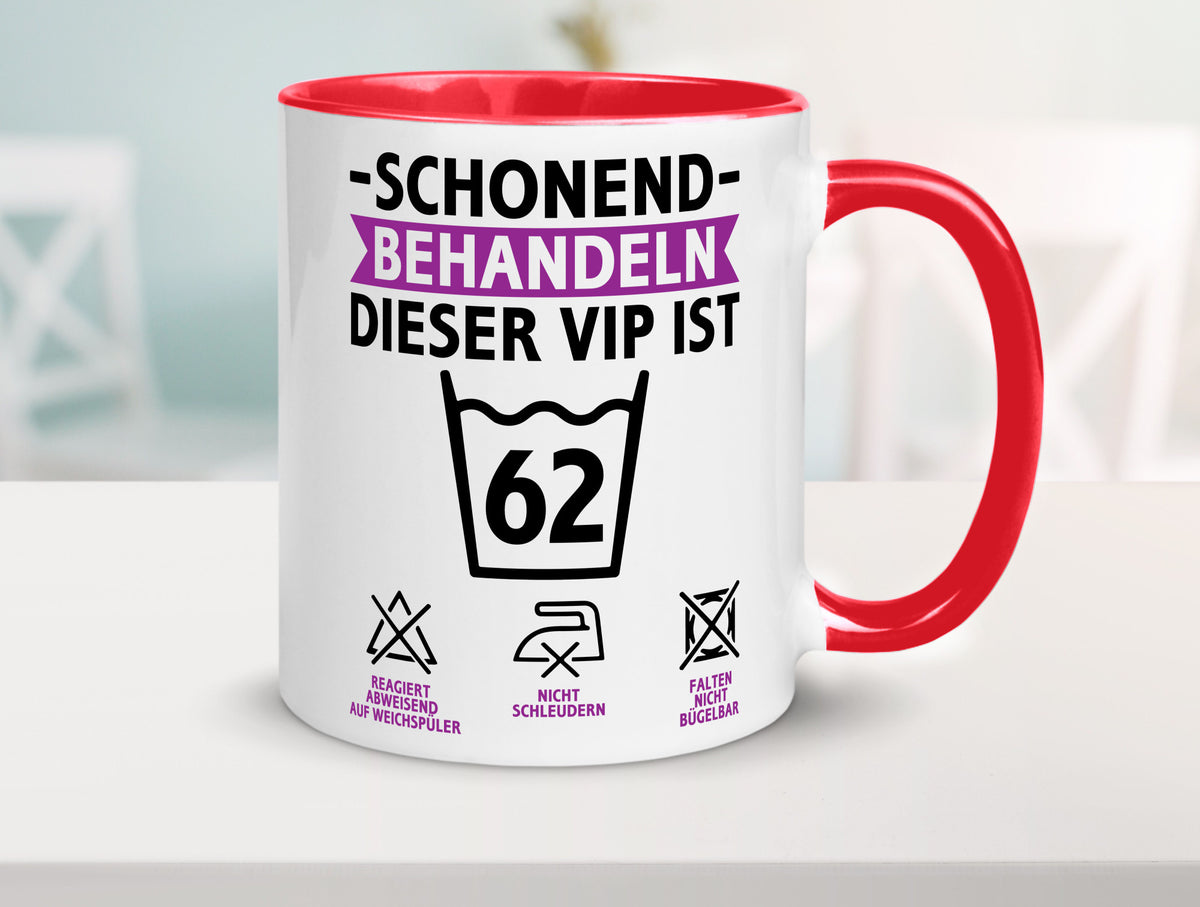 62 Geburtstag | schonend behandeln Jahre v2 Humor Geschenkidee Tasse