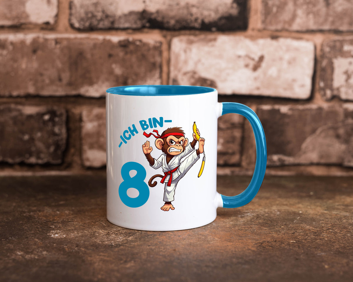 Ich bin 8 | 8. Geburtstag Karate Kampfsport Affe lustiger Spruch Geschenk Tasse