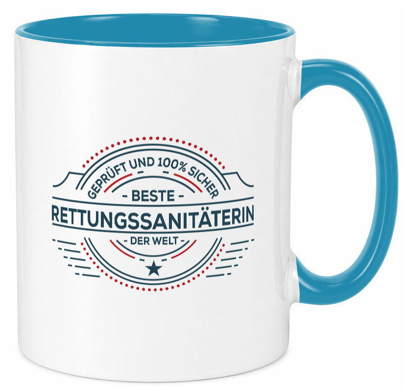 Geprüft und sicher: Rettungssanitäterin | Sanitäter Geschenkidee Humor Tasse