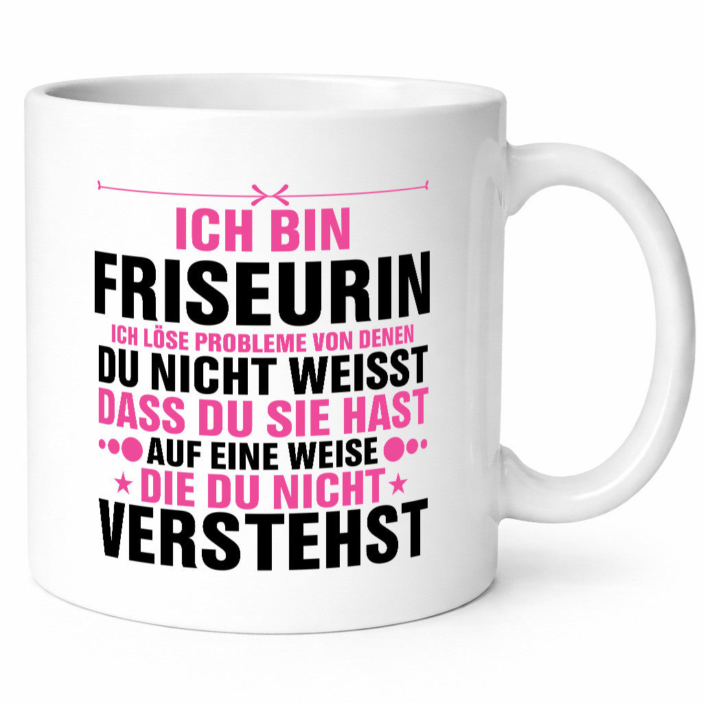 Löse Probleme: Friseurin | Friseuse Friseur Geschenkidee Humor Tasse