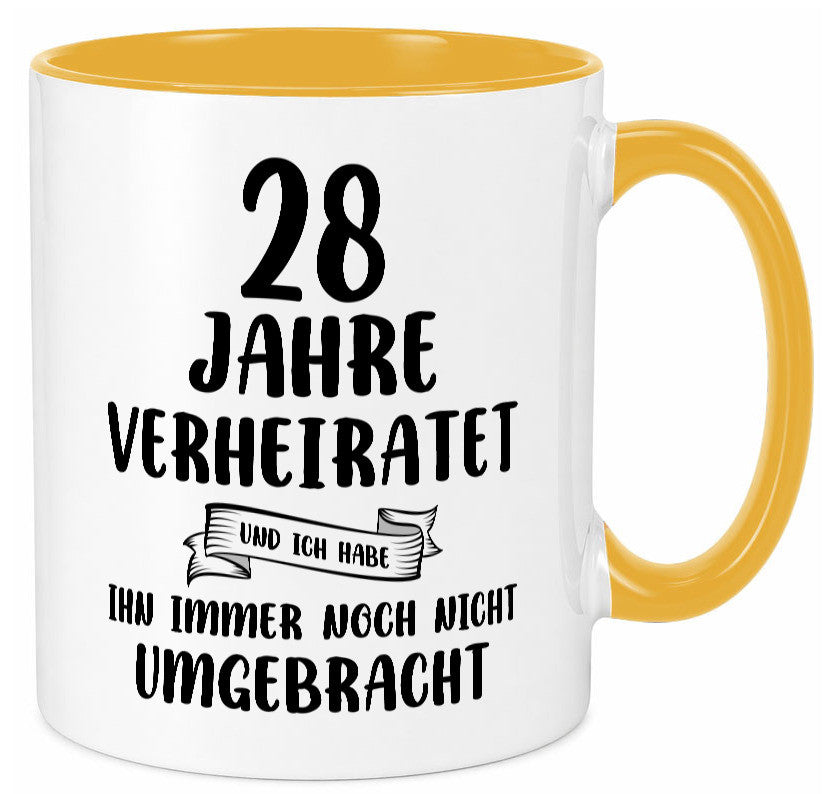 28 Jahre Verheiratet, immer noch am Leben! Geschenkidee Humor Tasse
