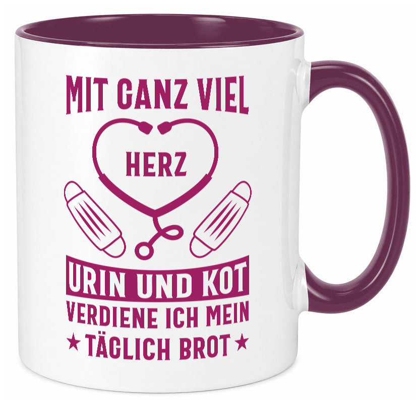 Herz, Urin, Kot, damit verdien ich mein Brot | Stethoskop Geschenk Humor Tasse