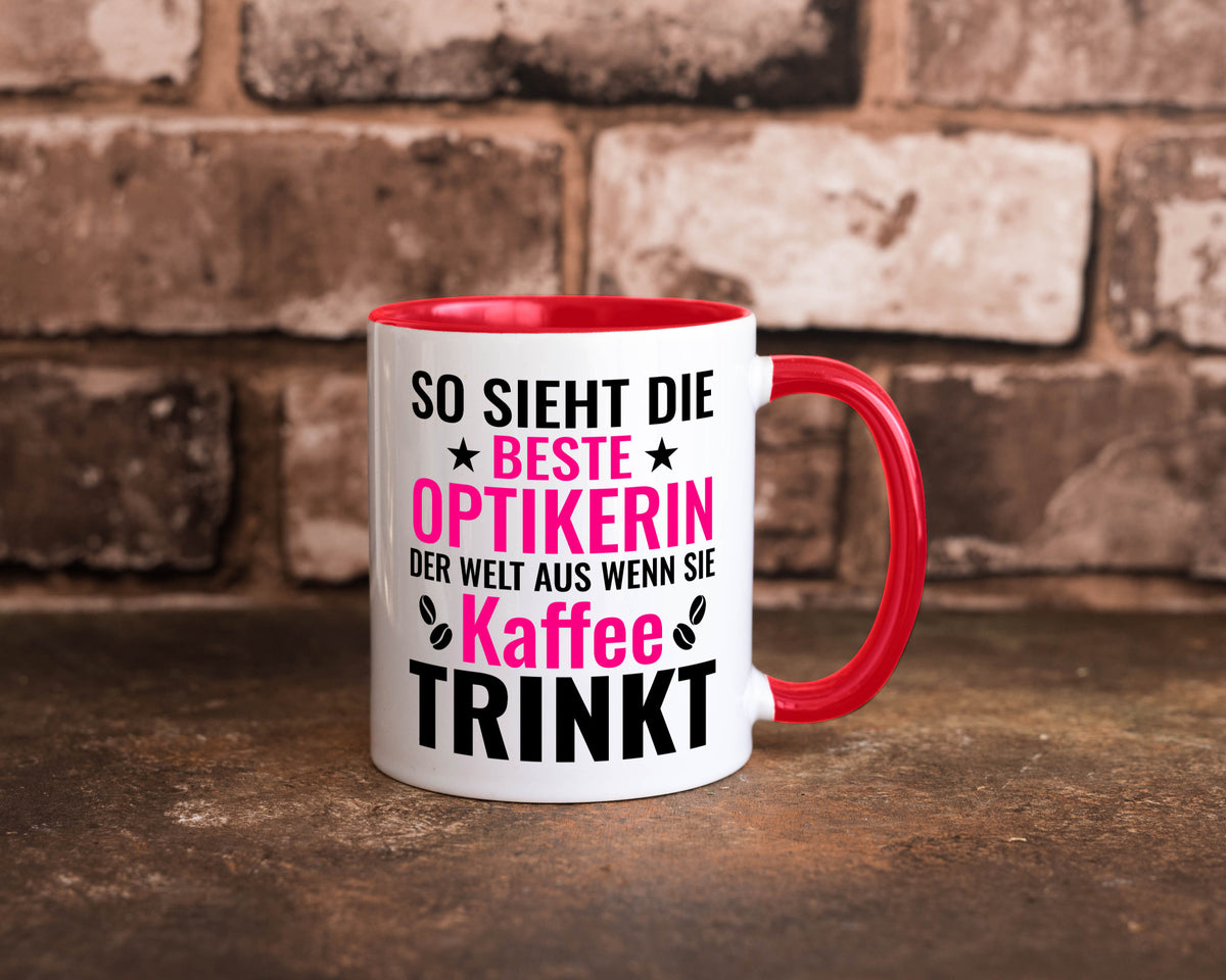 Kaffee trinkt: Optikerin | Augenoptik Geschenkidee Humor Tasse
