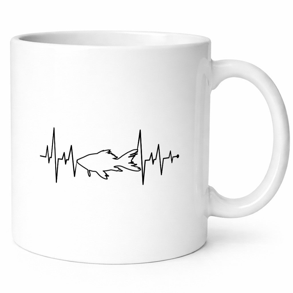 Fisch Herzschlag | Motiv Angler Karpfenangeln Geschenkidee Humor Tasse