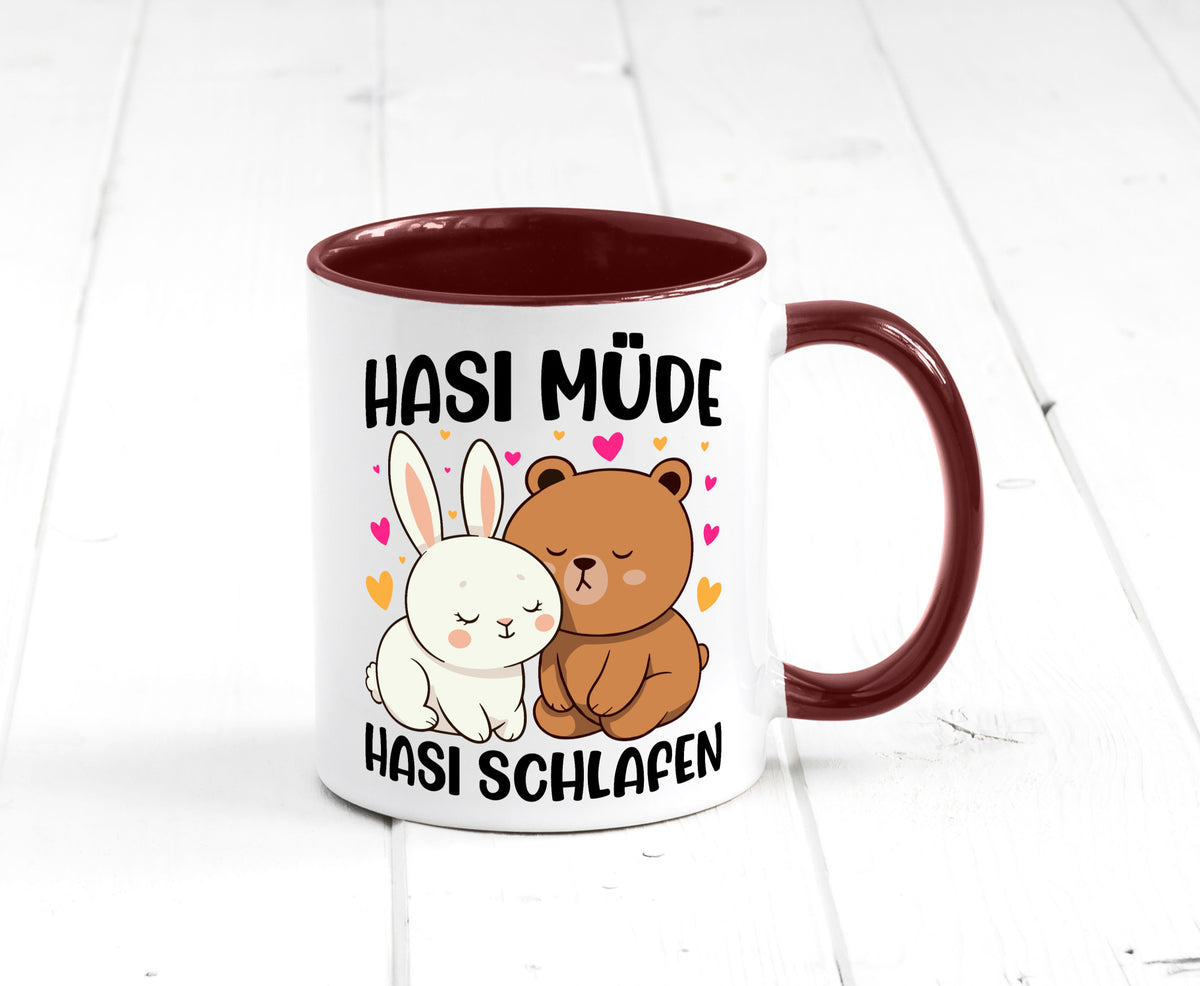 Hasi Müde | schlafen Kaninchen Häschen v2 lustiger Spruch Geschenk Humor Tasse