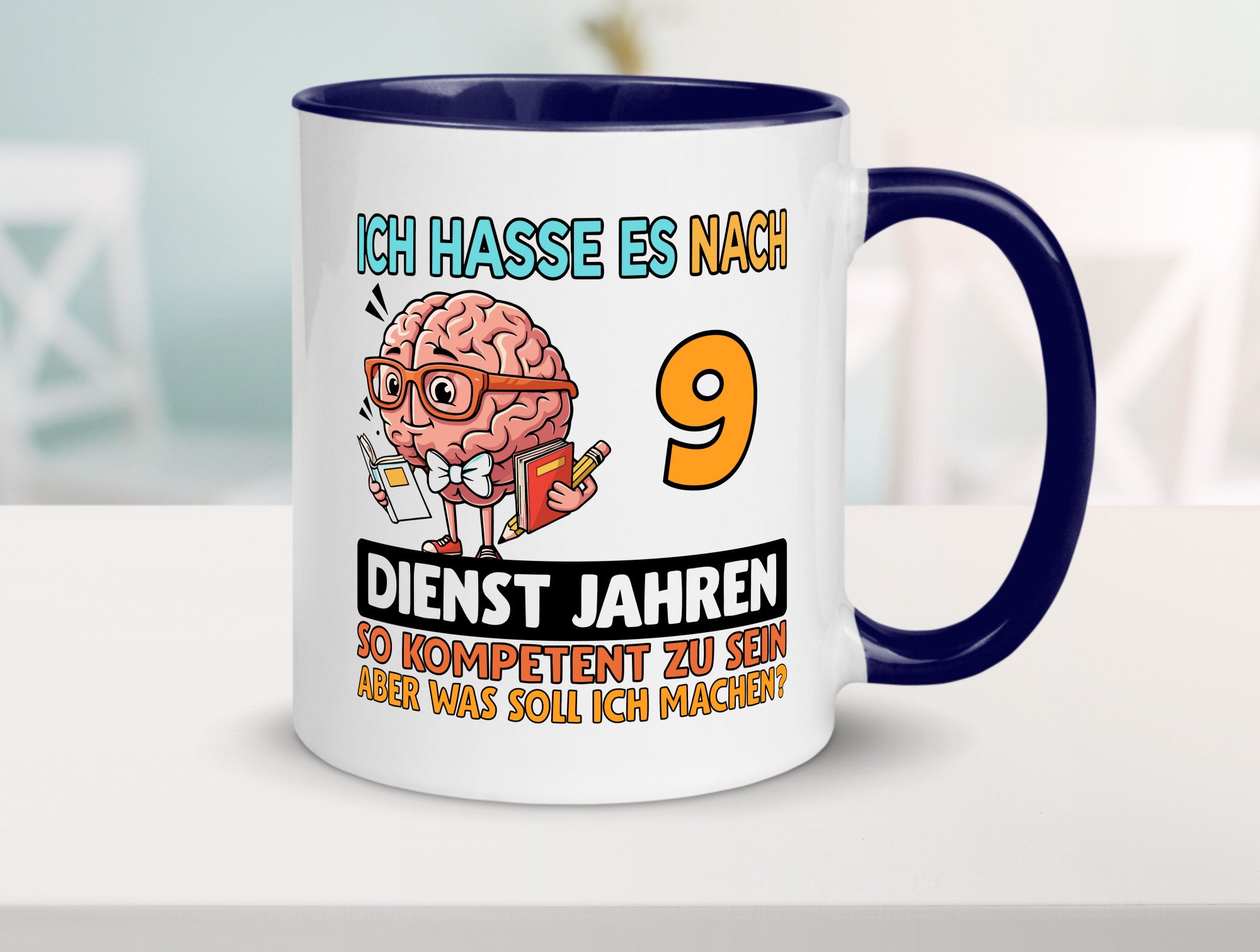 9 Dienstjahre | Arbeit Kompetent Humor Kollegen Büro Geschenkidee Tasse