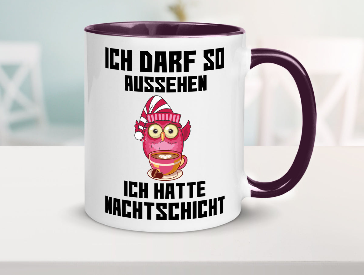 Nachtschicht Eule | Spruch Arbeit müde Nachtjob Geschenkidee Kollegen Büro Tasse