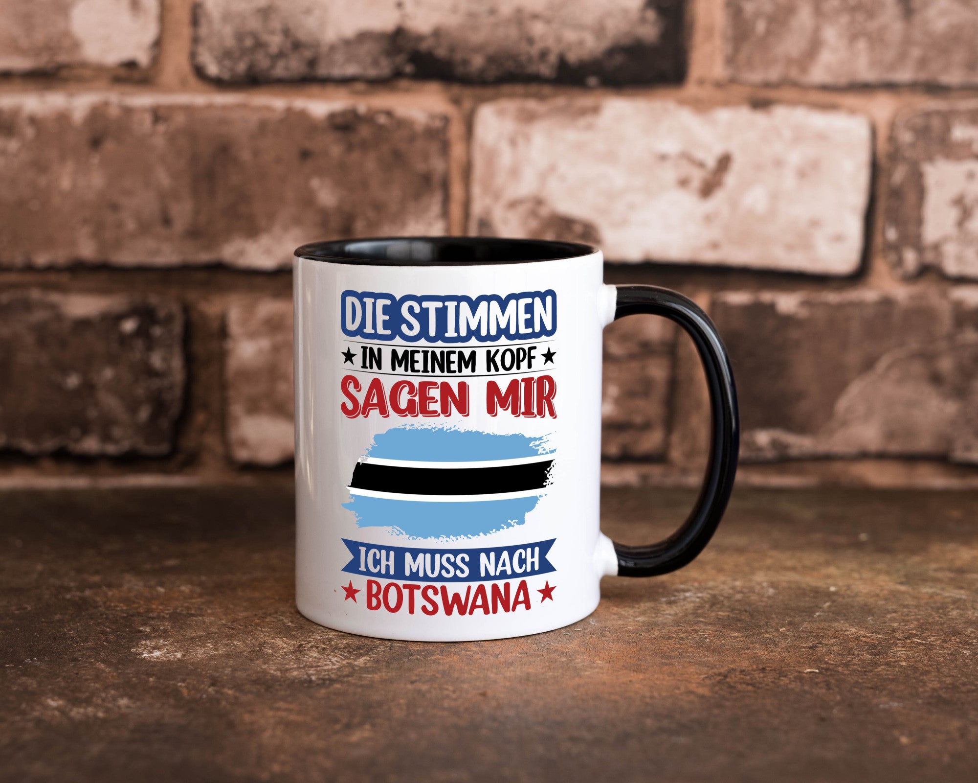 Botswana | Urlaub Stimmen in meinem Kopf Traumland Geschenkidee Humor Tasse