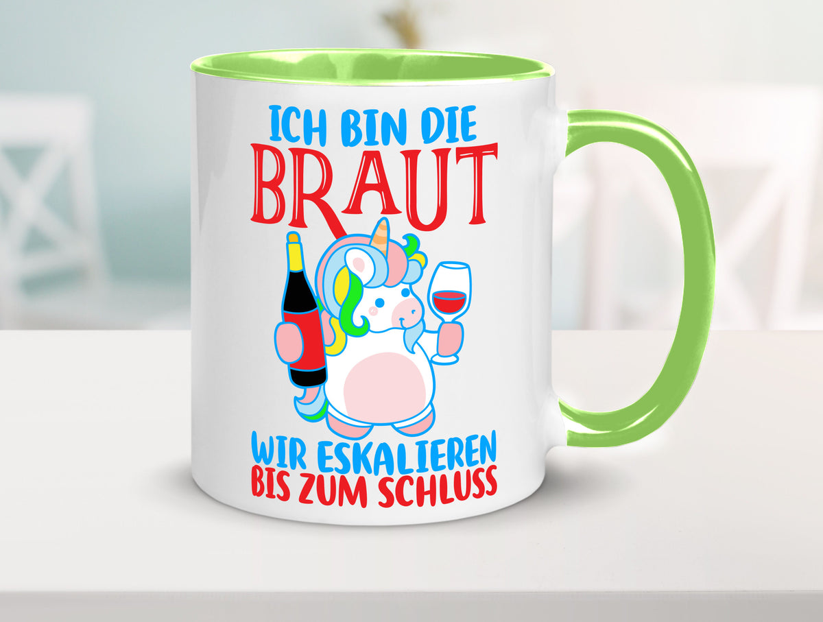 Junggesellinnenabschied | JGA Braut Einhorn Eskalation v2 lustig Humor Tasse