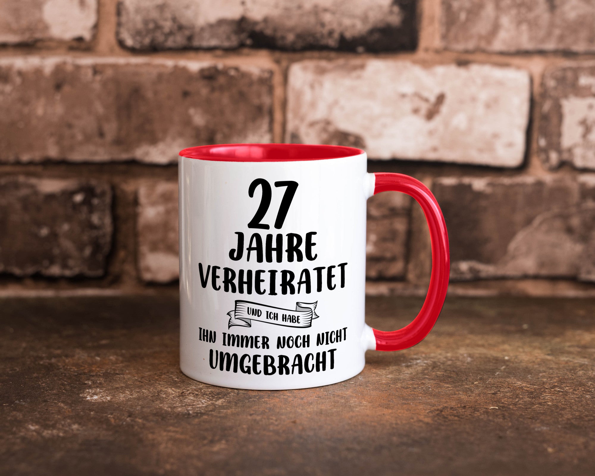 27 Jahre Verheiratet, immer noch am Leben! Geschenkidee Humor Tasse
