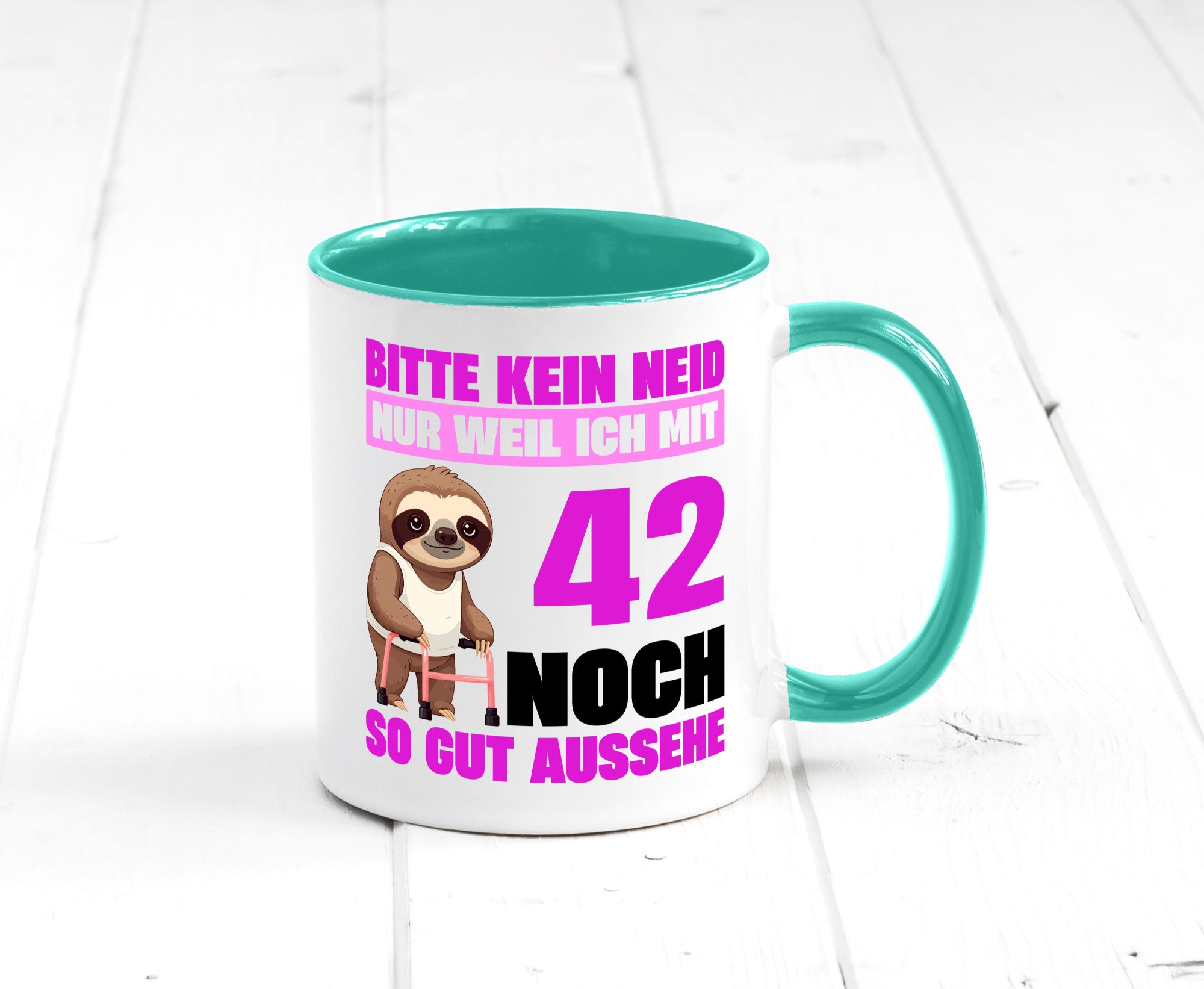 42. Geburtstag | Bitte kein neid Faultier 42 Jahre Geschenkidee Humor Tasse