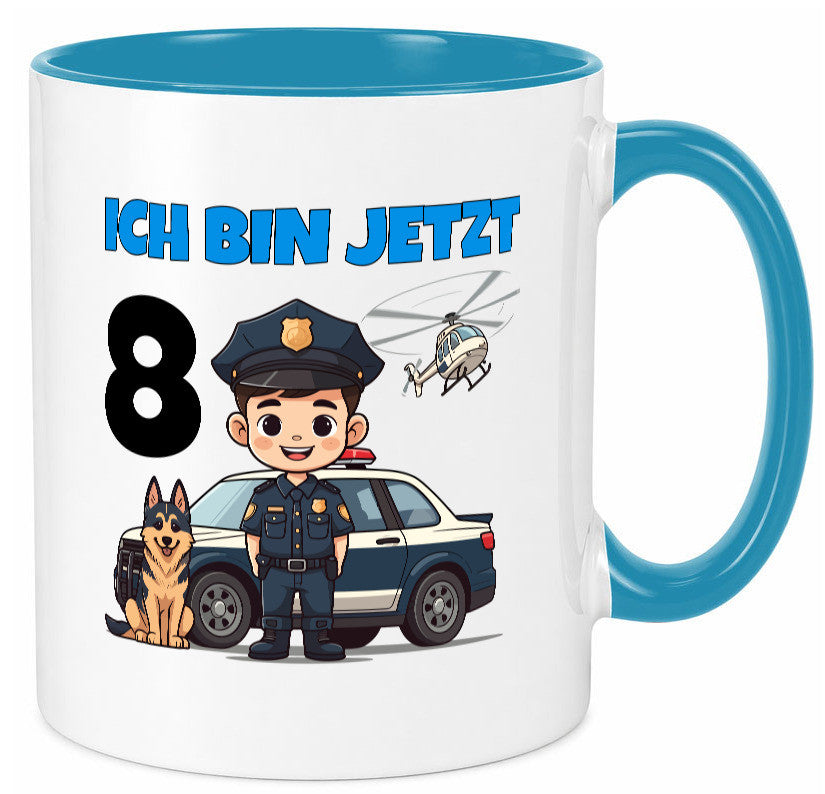 8. Geburtstag | 8 Jahre Polizei Kind Polizeiauto lustig Geschenkidee Geschenk Tasse