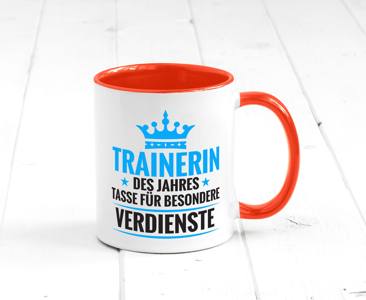Besonderer Verdienst: Trainerin | Sportverein Humor Geschenk Geschenkidee Tasse