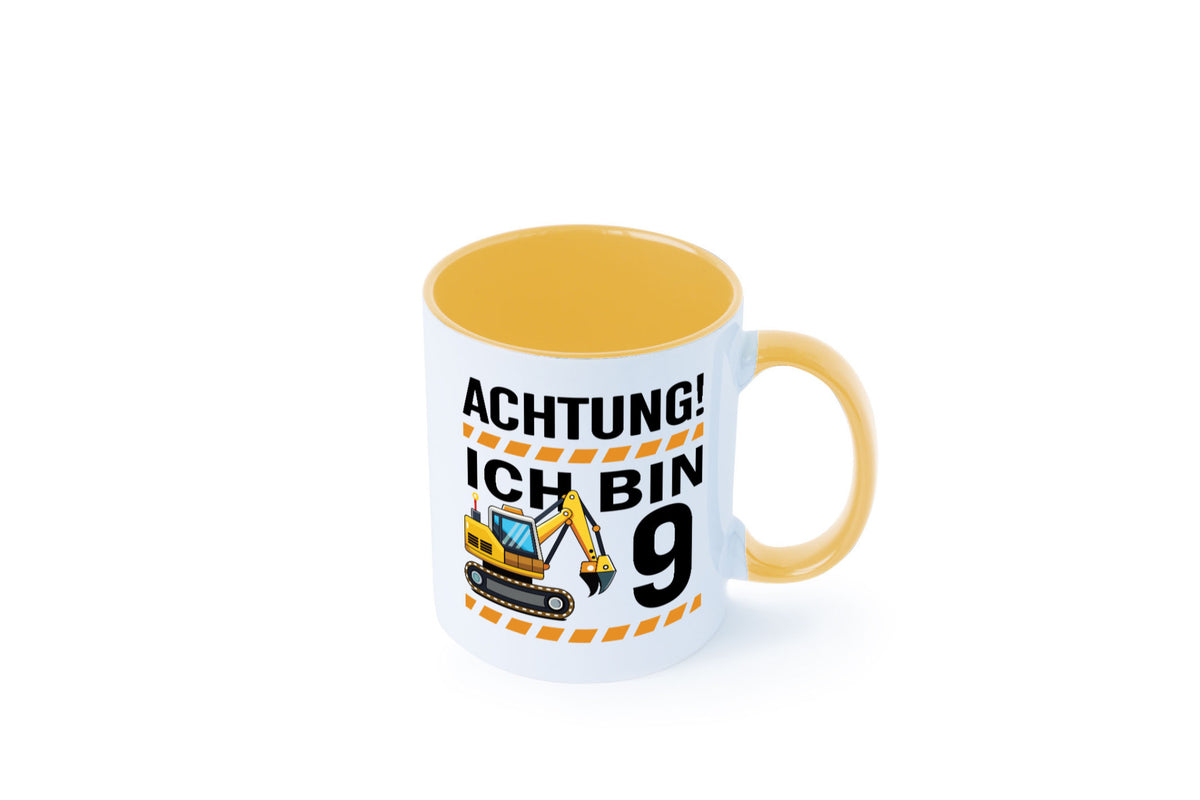 9 Geburtstag Ich bin | Bagger Junge lustiger Spruch Geschenk Geschenkidee Tasse