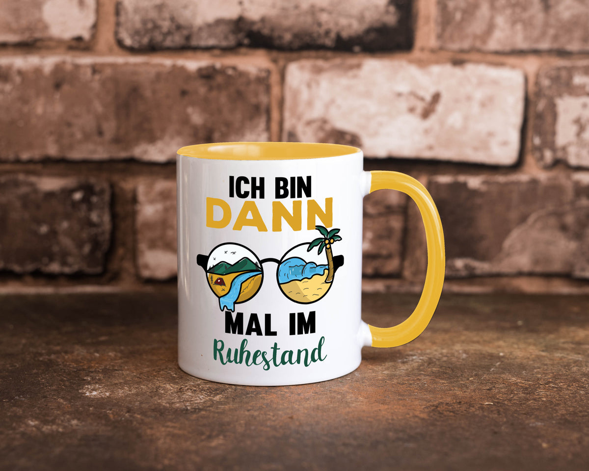 Bin dann mal im Ruhestand | Sonnenbrille Palme Meer lustig Jubiläum Geschenk Tasse