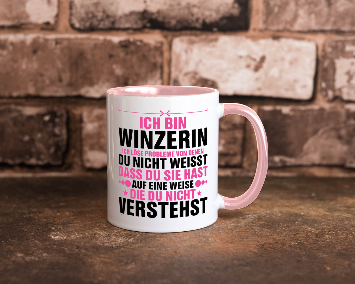 Löse Probleme: Winzerin | Weinbauer Wein Humor Geschenkidee Tasse