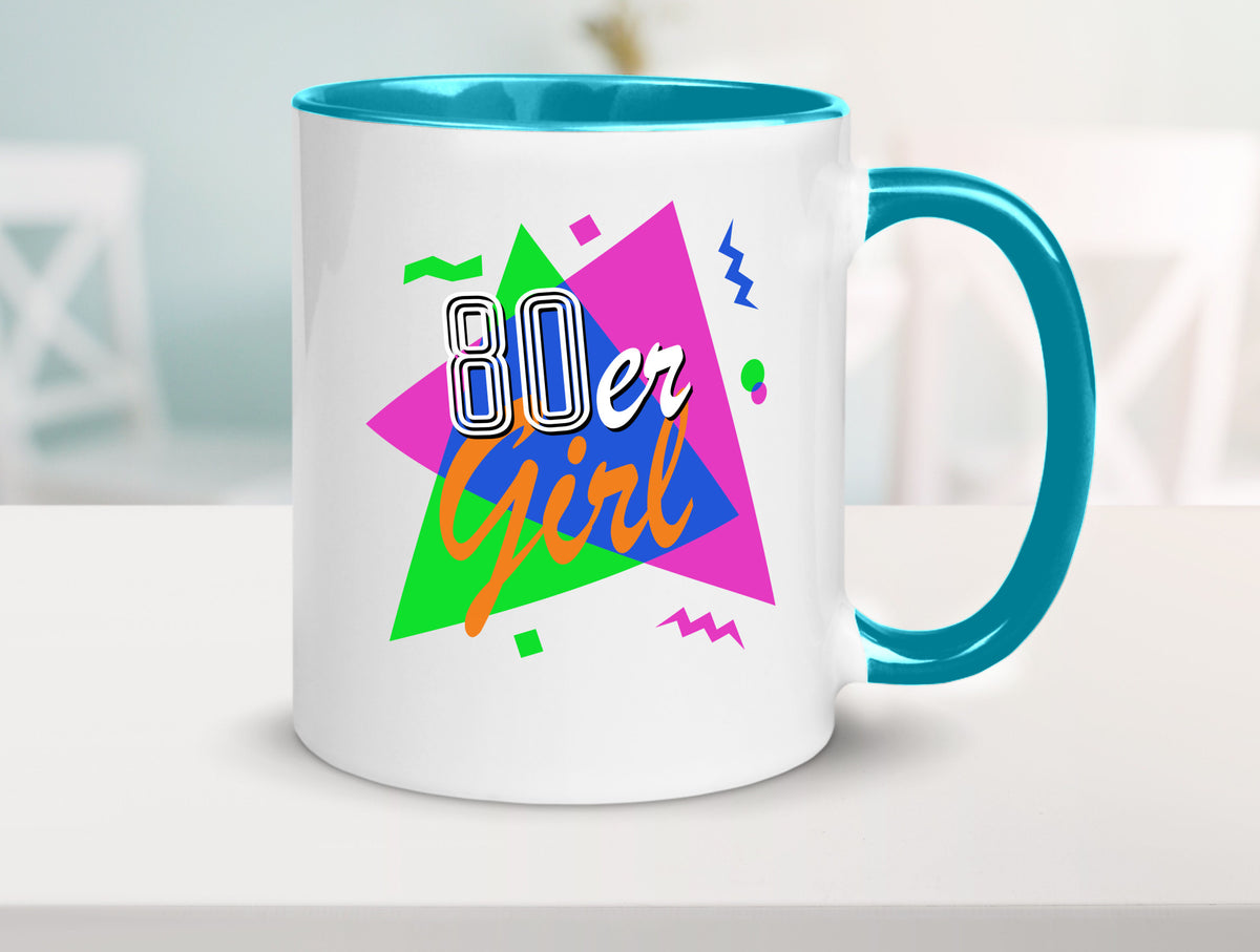 80er Girl - Jahre bunt + verrückt retro Humor Geschenkidee Tasse
