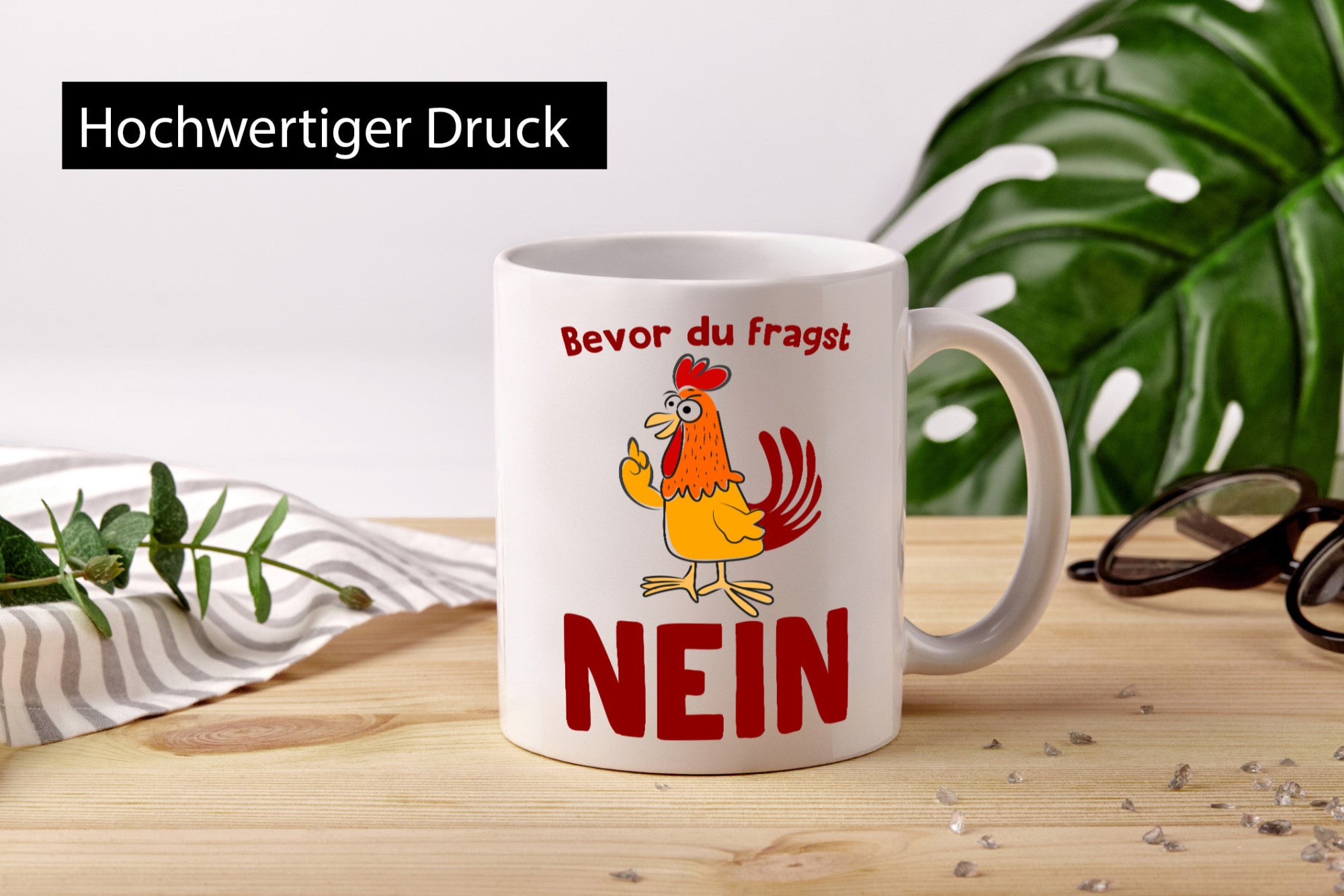 Bevor du fragst, NEIN | Huhn Bauer lustiger Spruch Geschenk Humor Geschenkidee