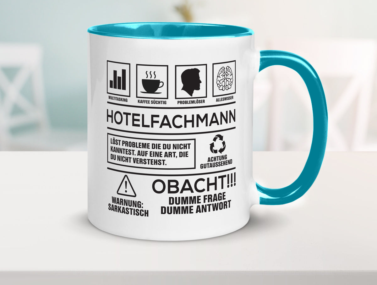 Achtung Probleme Hotelfachmann |Hotel lustiger Spruch Geschenk Humor Tasse