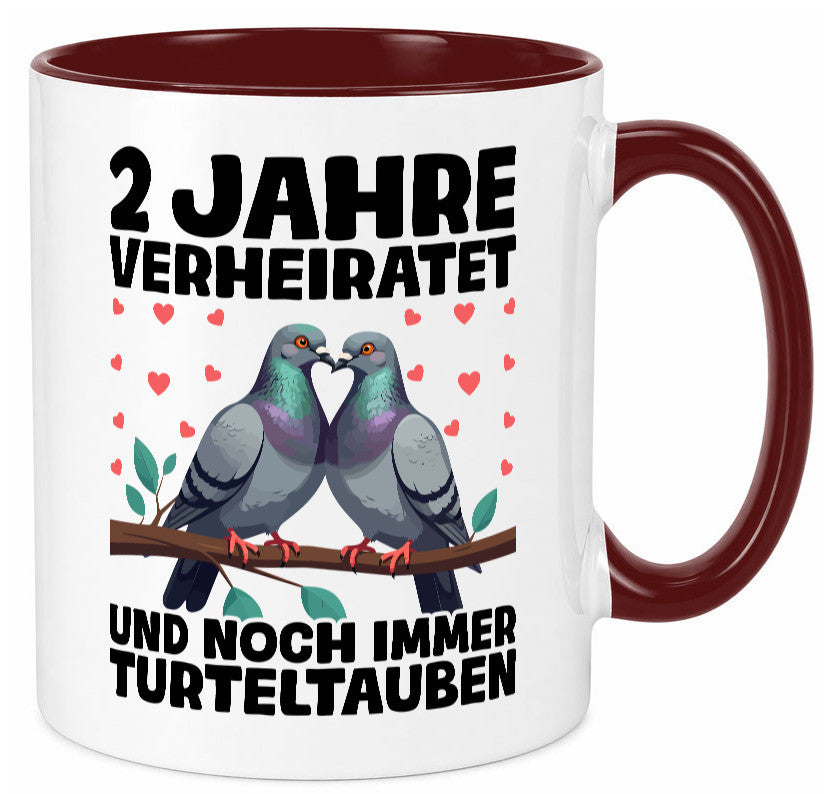 2 Jahre verheiratet | Turteltauben Ehe Ehepaar lustig Humor Geschenkidee Tasse