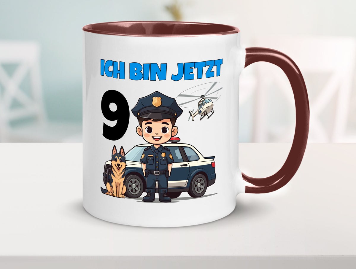9. Geburtstag | 9 Jahre Polizei Kind Polizeiauto lustig Geschenkidee Geschenk Tasse