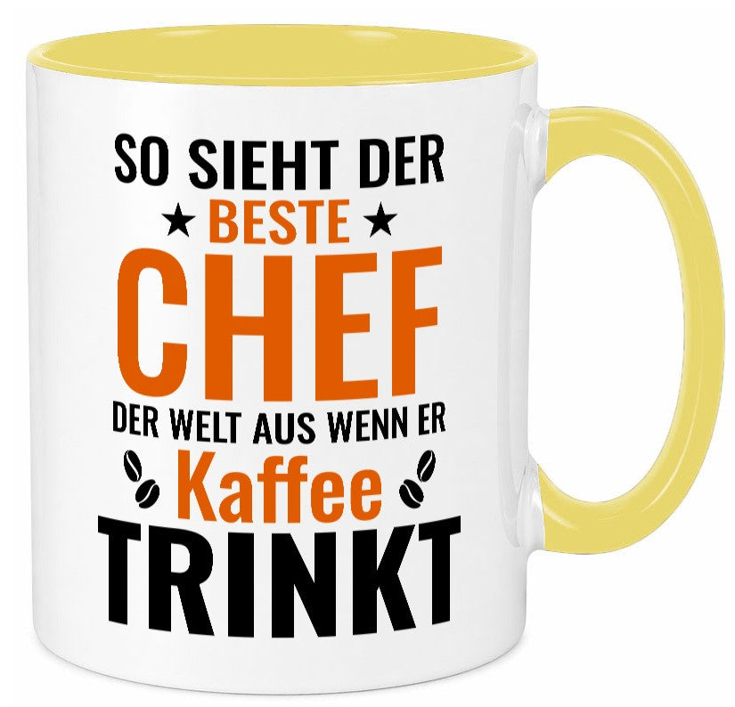 Kaffee trinkt: Chef | Führungskraft Vorgesetzter Humor Arbeit Kollegen Büro Tasse