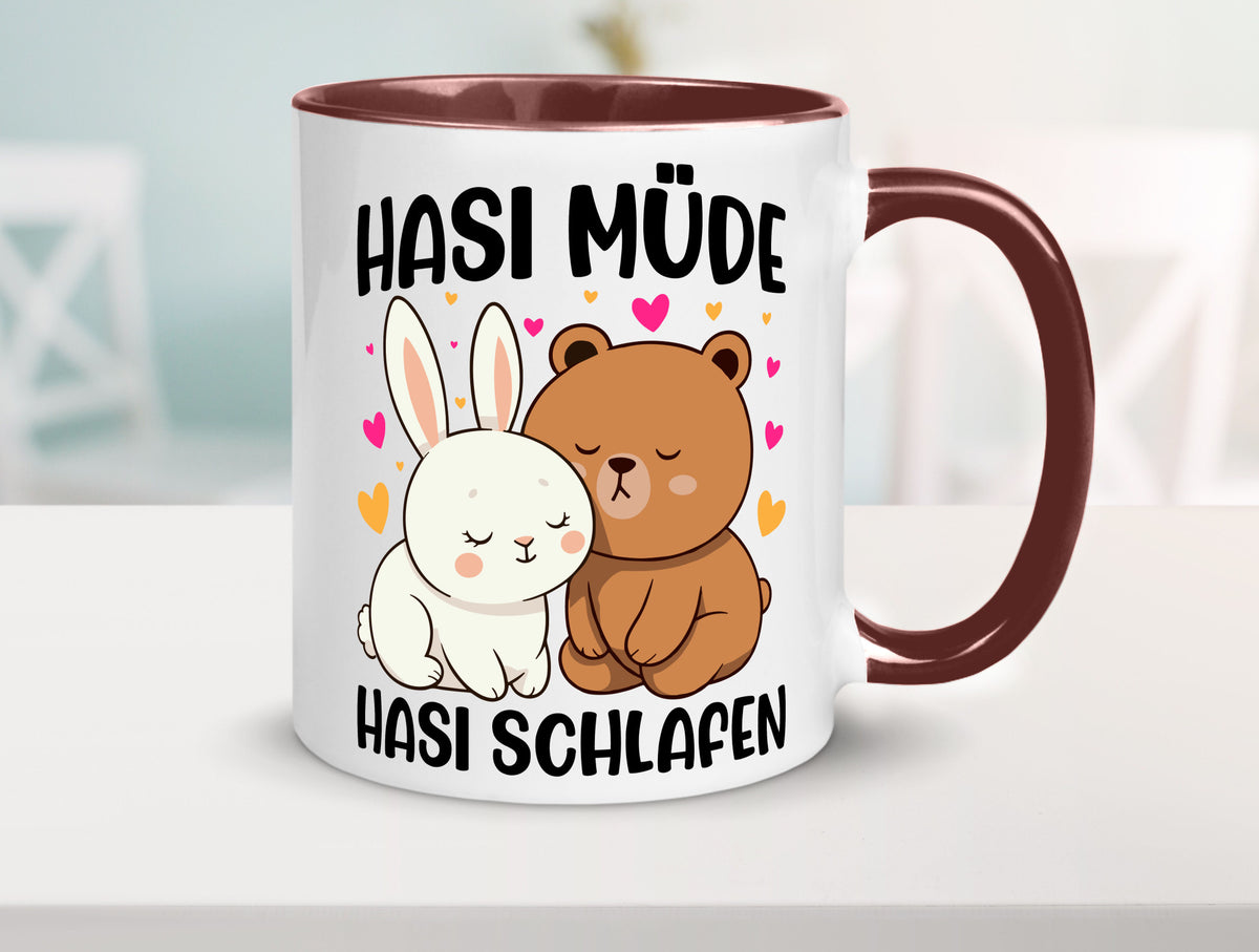 Hasi Müde | schlafen Kaninchen Häschen v2 lustiger Spruch Geschenk Humor Tasse