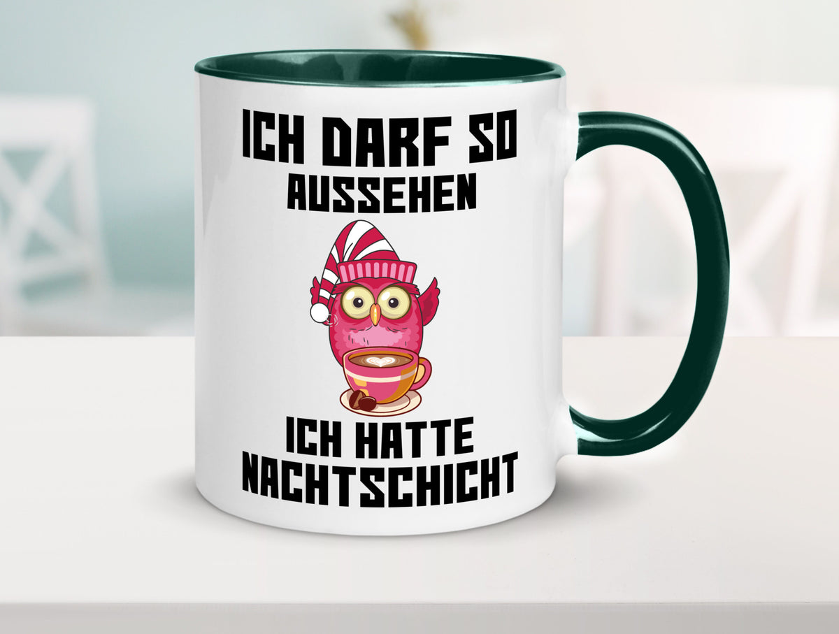 Nachtschicht Eule | Spruch Arbeit müde Nachtjob Geschenkidee Kollegen Büro Tasse
