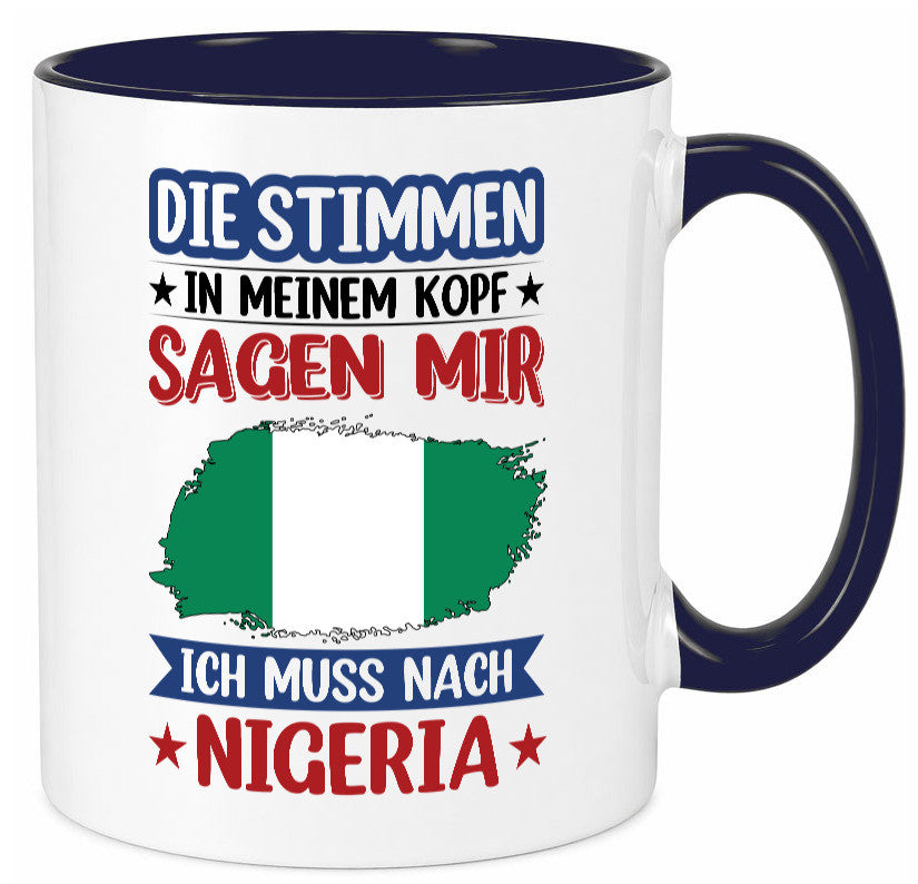 Nigeria | Urlaub Stimmen in meinem Kopf Traumland Geschenk Humor Geschenkidee Tasse