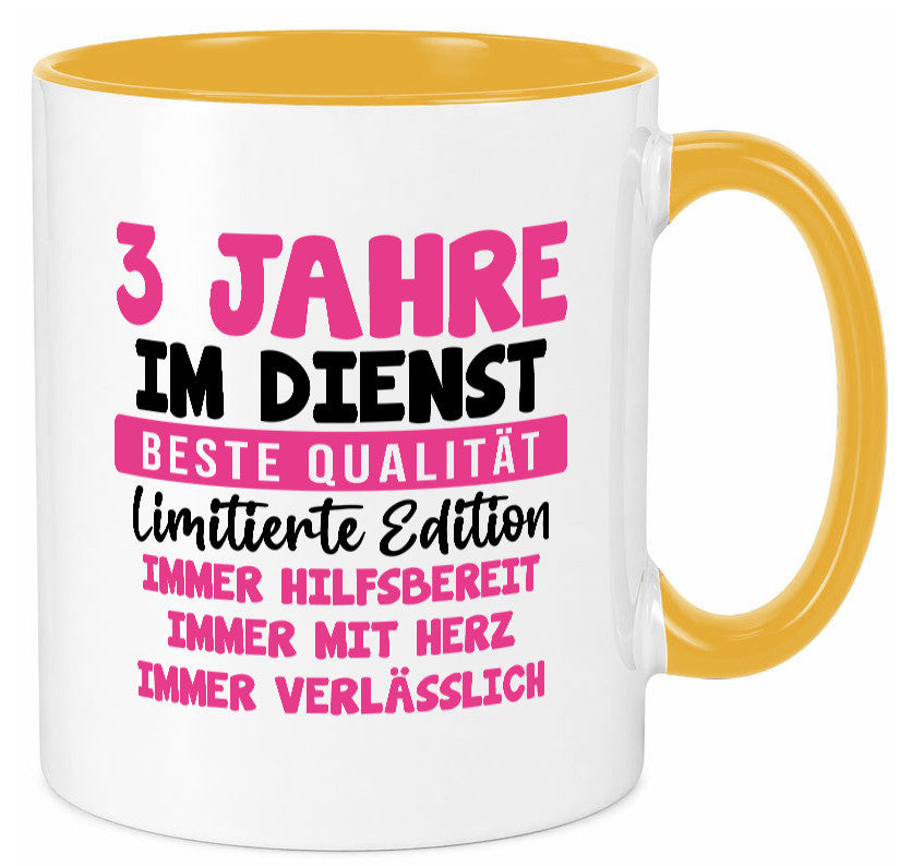 3 Jahre im Dienst | Jubiläum Arbeit v10 lustiger Spruch Geschenk Kollegen Büro Tasse