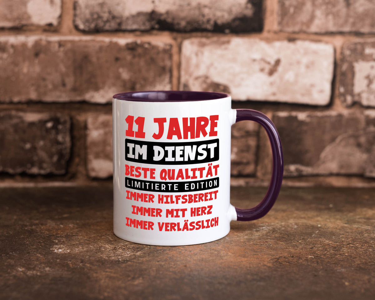 11 Jahre im Dienst | Jubiläum Arbeit v9 Geschenkidee Kollegen Büro Humor Tasse