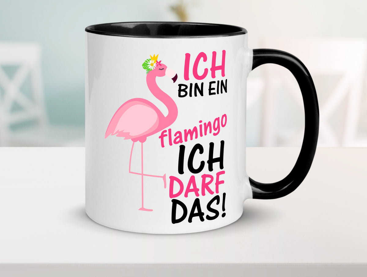 Ich bin ein Flamingo | Tier-Comic lustiger Spruch Blume Geschenk Tierliebhaber Tasse