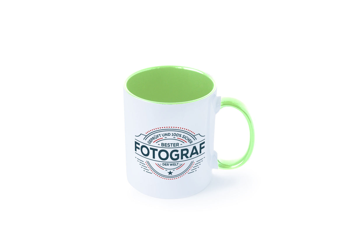 Geprüft und sicher: Fotograf | Fotografie Kamera Humor Geschenkidee Tasse