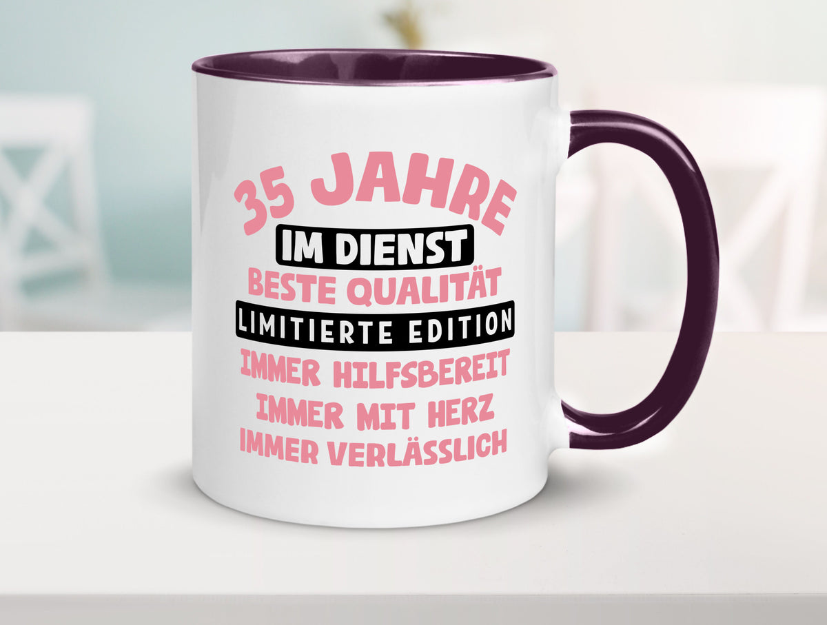 35 Jahre im Dienst | Jubiläum Arbeit v11 lustig Kollegen Büro Geschenk Tasse