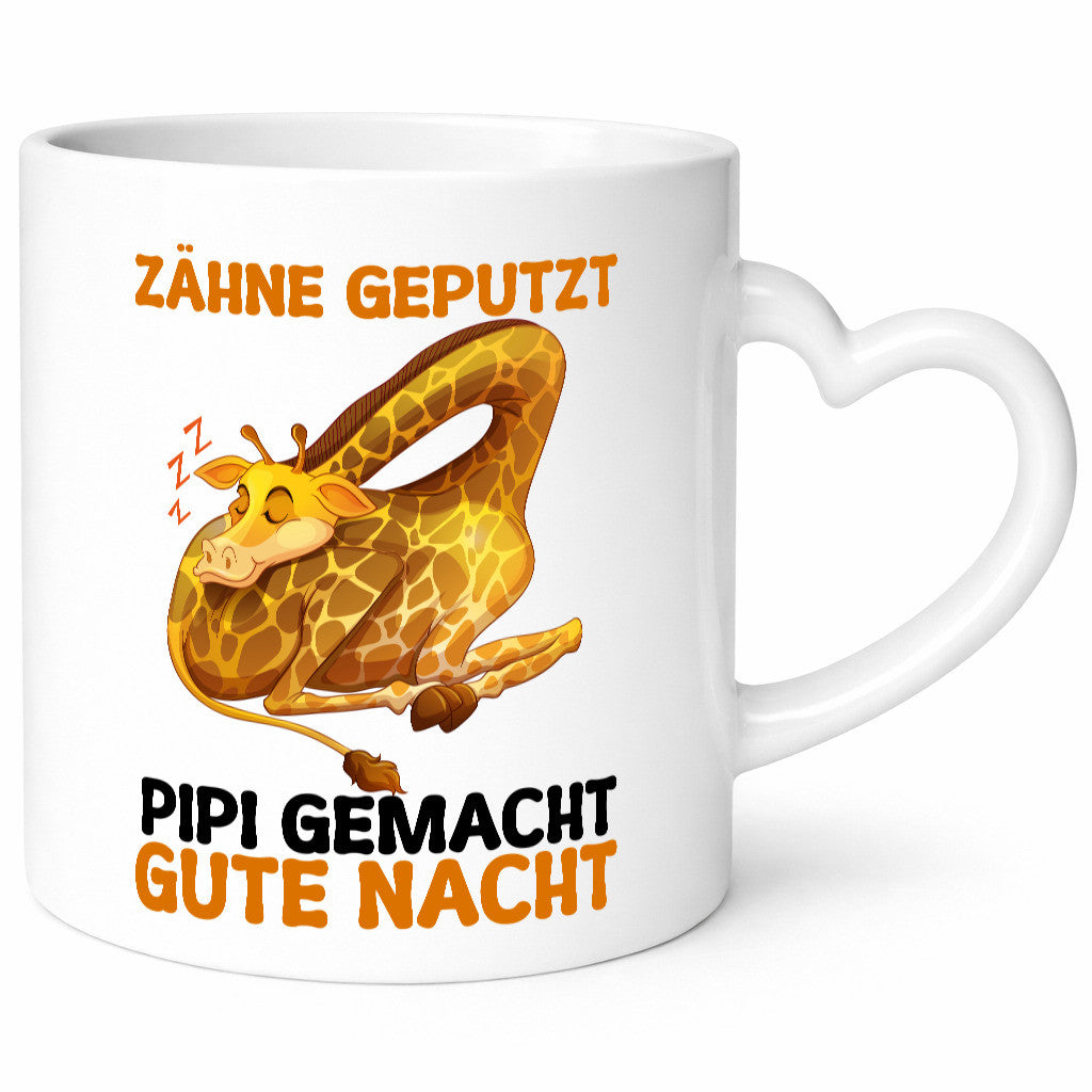 Zähne geputzt pipi gemacht Gute nacht | Giraffe Geschenkidee Humor Tasse