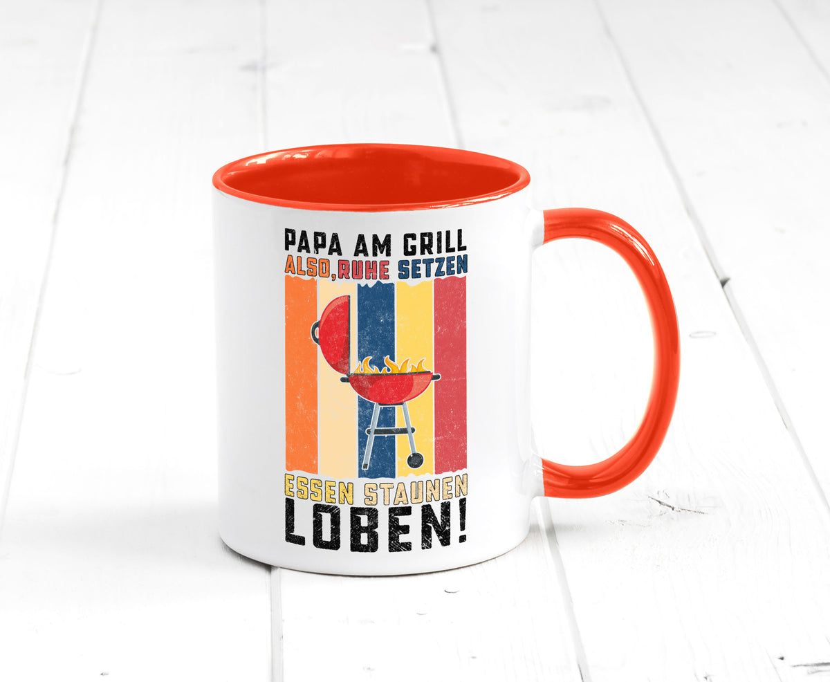 Papa am Grill | Grillmeister BBQ Grillabend v2 Geschenkidee Humor Tasse