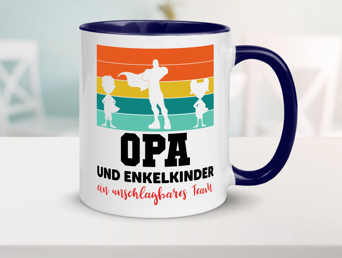 Opa und Enkelkinder ein unschlagbares Team Geschenkidee Familie Humor Tasse