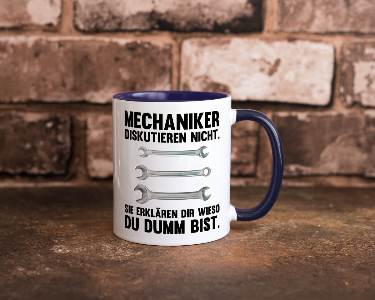 Mechaniker Diskutieren nicht sie erklären nur wieso Geschenkidee Tierliebhaber Tasse
