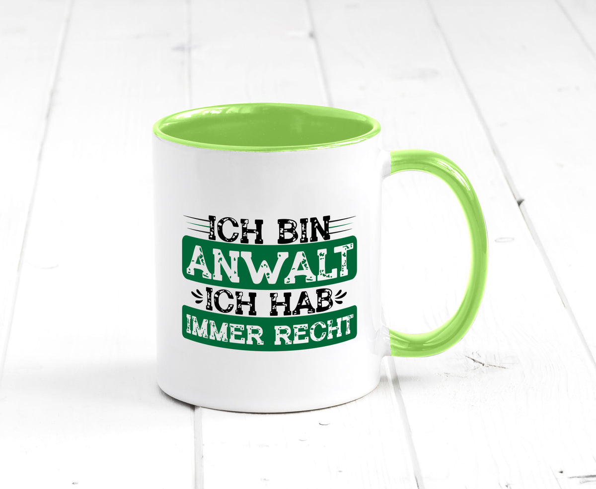 Ich bin Anwalt habe immer Recht | Jura Humor Geschenkidee Tasse