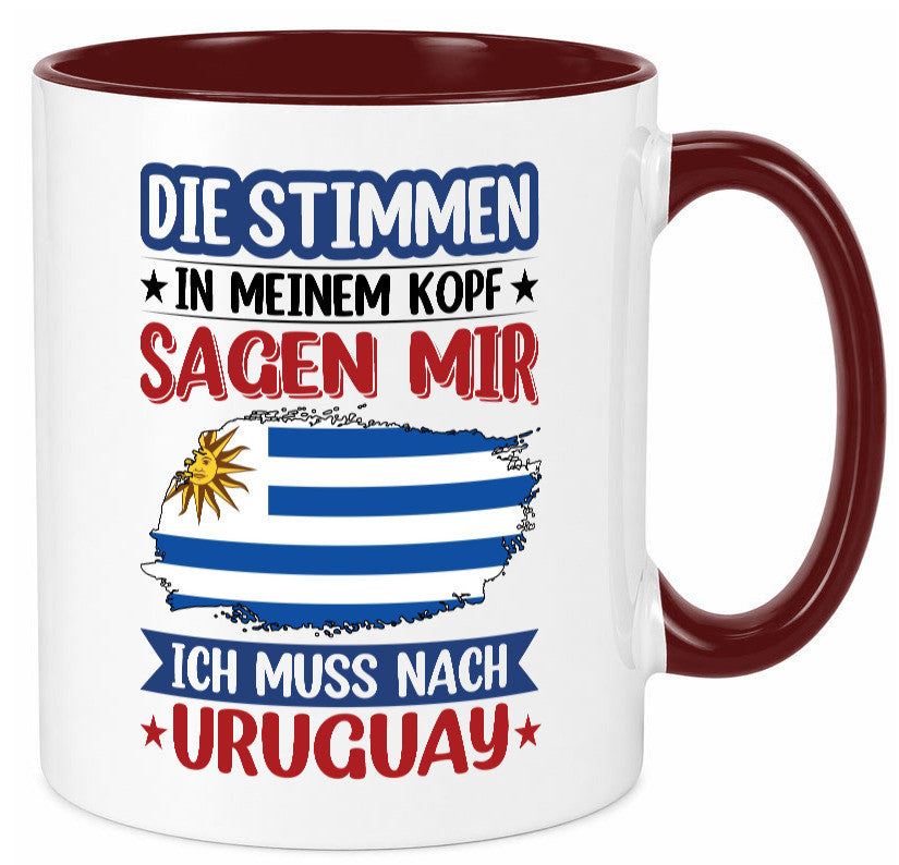 Uruguay | Urlaub Stimmen in meinem Kopf Traumland Geschenk Humor Geschenkidee Tasse