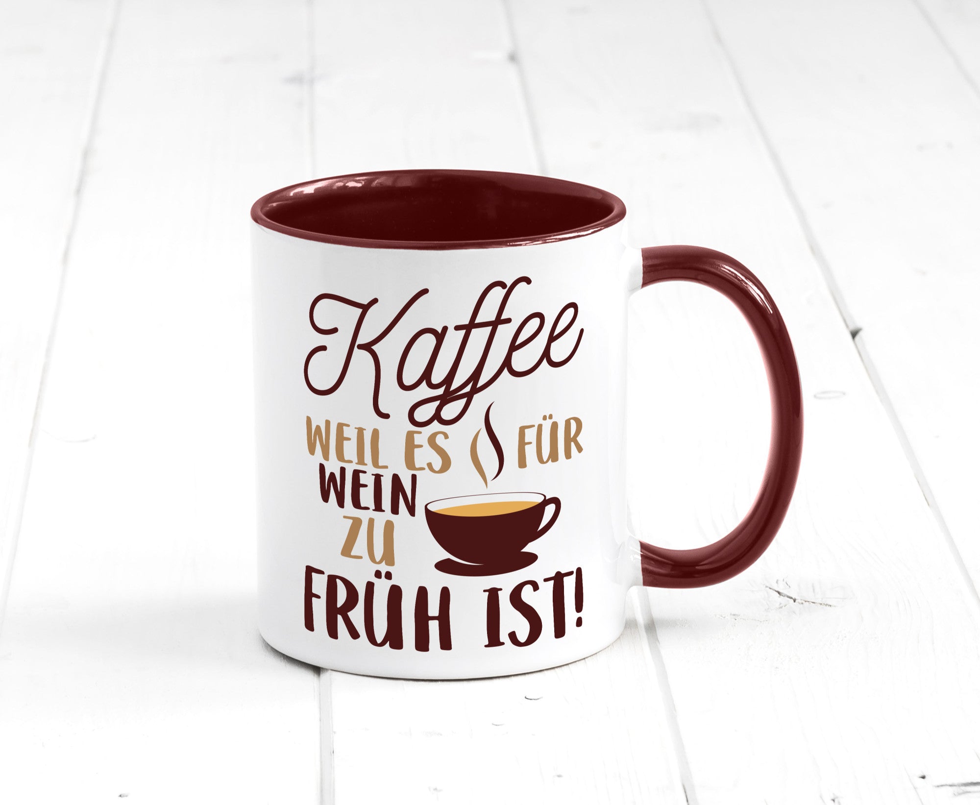 Weil es für Wein zu früh ist | Kaffeetrinker Herzschlag Humor Geschenkidee Tasse