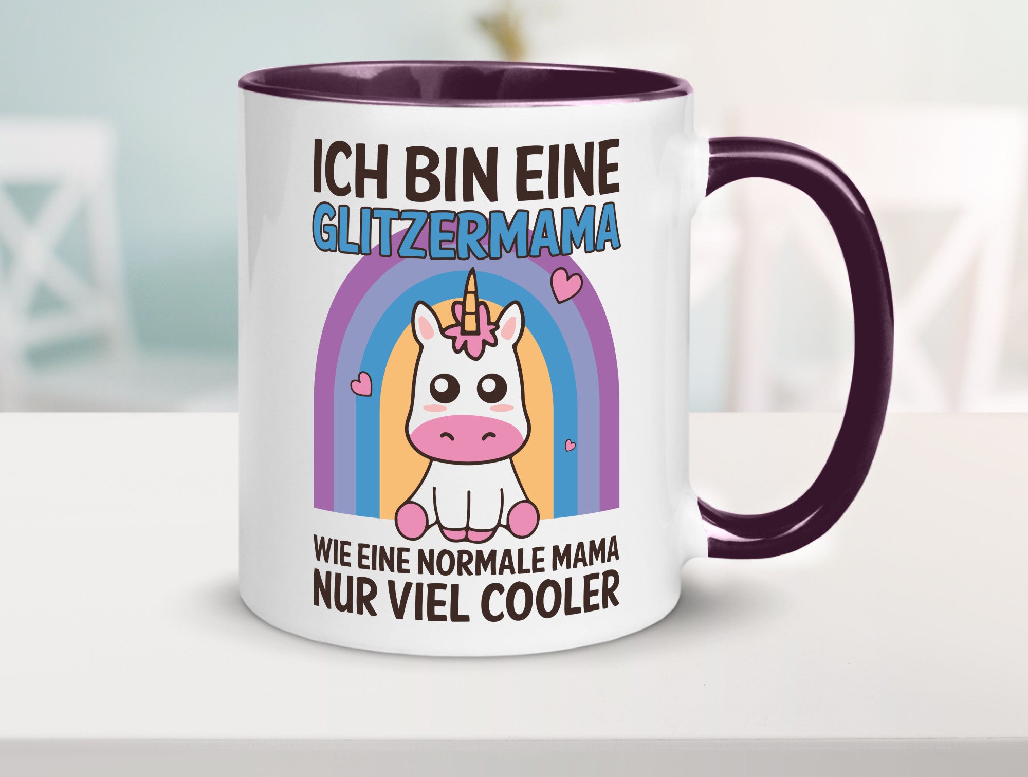 Glitzermama, wie normal, nur cooler | Einhorn Geschenkidee Familie Humor Tasse